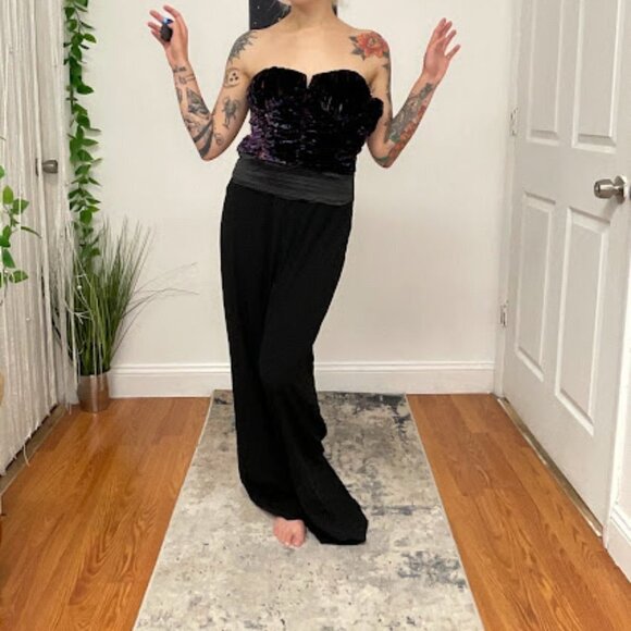 Ramy Brook Johanna Sequin Evening Jumpsuit Size 10 Black Combo Blkco - Picture 8 of 16